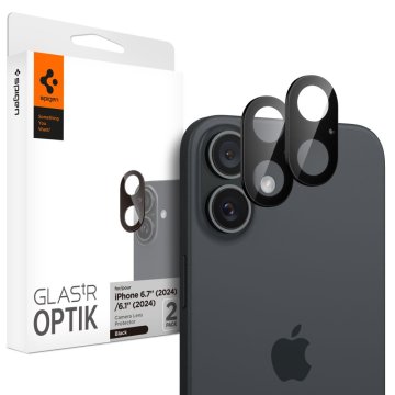 Spigen GLAStR OPTIK 2-Pack: Ochrana fotoaparátu iPhone 16 Plus / 16 black