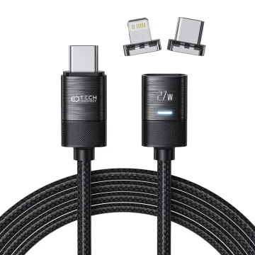 Tech-Protect UltraBoost Magnetic YJ-0013 Kabel USB-A na USB-C / Lightning PD27W/3A 2m černý