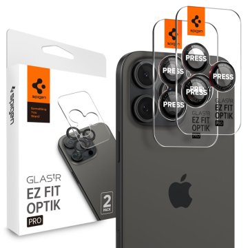 Spigen GLAStR EZ FIT OPTIK Pro L-Series 2-Pack: Ochrana fotoaparátu iPhone 15/14 Pro & Pro Max