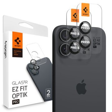 Spigen GLAStR EZ FIT OPTIK Pro 2-Pack: Ochrana fotoaparátu iPhone 16 Plus / 16 černá